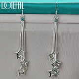 925 Silver Three Snake Chain Star Drop Earrings Gift Wedding Jewelry