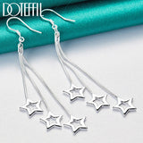 925 Silver Three Snake Chain Star Drop Earrings Gift Wedding Jewelry