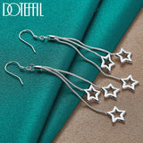 925 Silver Three Snake Chain Star Drop Earrings Gift Wedding Jewelry