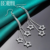 925 Silver Three Snake Chain Star Drop Earrings Gift Wedding Jewelry