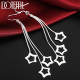 925 Silver Three Snake Chain Star Drop Earrings Gift Wedding Jewelry