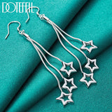 925 Silver Three Snake Chain Star Drop Earrings Gift Wedding Jewelry