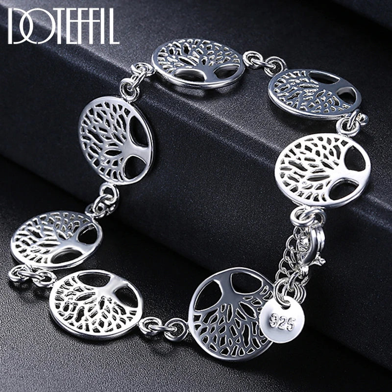 925 Silver Tree of Life Chain Bracelet for Wedding Party