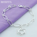 925 Sterling Silver Twist Star Pendant Bracelet Woman Wedding Jewelry