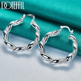 925 Silver Twisted Rope Hoop Earring Party Wedding Jewelry