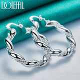 925 Silver Twisted Rope Hoop Earring Party Wedding Jewelry