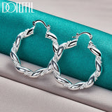 925 Silver Twisted Rope Hoop Earring Party Wedding Jewelry