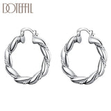 925 Silver Twisted Rope Hoop Earring Party Wedding Jewelry