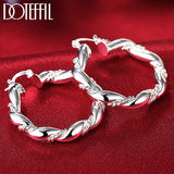 925 Silver Twisted Rope Hoop Earring Party Wedding Jewelry