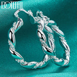 925 Silver Twisted Rope Hoop Earring Party Wedding Jewelry