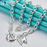 925 Silver Two Butterfly Pendant Necklace 18" Chain Wedding Engagement Jewelry