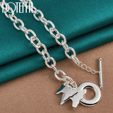 925 Silver Two Butterfly Pendant Necklace 18" Chain Wedding Engagement Jewelry