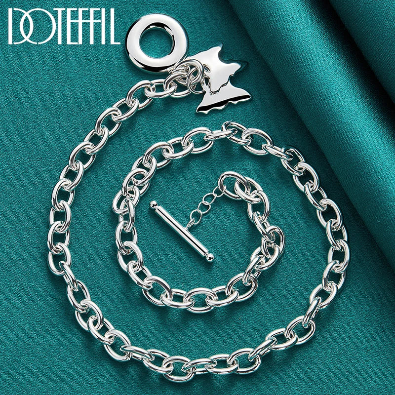 925 Silver Two Butterfly Pendant Necklace 18" Chain Wedding Engagement Jewelry