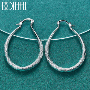 925 Sterling Silver U 39mm Hoop Earring For Women Gift Wedding Jewelry