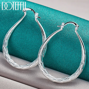 925 Sterling Silver U 39mm Hoop Earring For Women Gift Wedding Jewelry