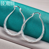 925 Sterling Silver U 39mm Hoop Earring For Women Gift Wedding Jewelry