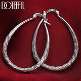 925 Silver U Circle 39mm Hoop Earrings Women Lady Gift Wedding Jewelry