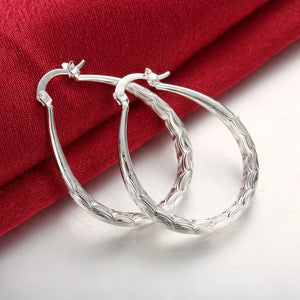 925 Silver U Circle 39mm Hoop Earrings Women Lady Gift Wedding Jewelry