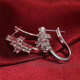 925 Silver U Circle Cross Zircon Earrings Women Gift Charm Wedding Jewelry