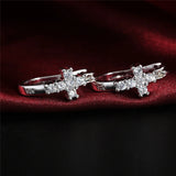 925 Silver U Circle Cross Zircon Earrings Women Gift Charm Wedding Jewelry