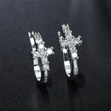 925 Silver U Circle Cross Zircon Earrings Women Gift Charm Wedding Jewelry