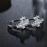 925 Silver U Circle Cross Zircon Earrings Women Gift Charm Wedding Jewelry