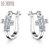 925 Silver U Circle Cross Zircon Earrings Women Gift Charm Wedding Jewelry