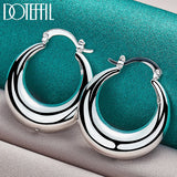 925 Silver U Circle Hoop Earring For Women Party Gift Wedding Jewelry