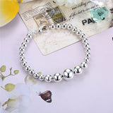 925 Sterling Silver Smooth Bead Bracelet for Women Girl Wedding Engagement