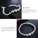 925 Silver Smooth Bead Chain Bracelet for Women Girl Wedding