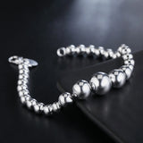 925 Silver Smooth Bead Chain Bracelet for Women Girl Wedding