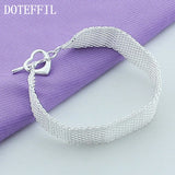 925 Silver Heart Bracelet Watchband for Women