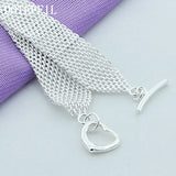 925 Silver Heart Bracelet Watchband for Women