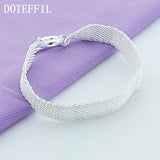 925 Silver Watchband Mesh Chain Bracelet Wedding Jewelry