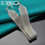 925 Silver Watchband Mesh Chain Bracelet Wedding Jewelry