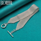 925 Silver Mesh Chain Bracelet Wedding Engagement Jewelry
