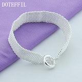 925 Silver Watchband Mesh Chain Bracelet Wedding Jewelry