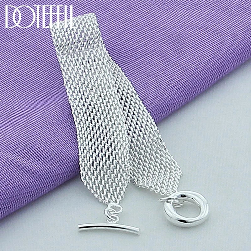 925 Silver Watchband Mesh Chain Bracelet Wedding Jewelry