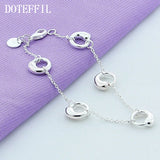 925 Silver Water Drop Chain Bracelet Women Charm Wedding Jewelry