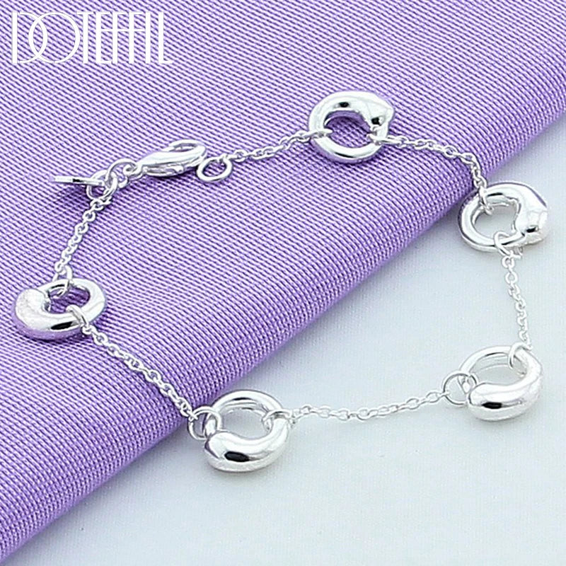 925 Silver Water Drop Chain Bracelet Women Charm Wedding Jewelry
