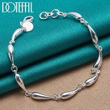 925 Silver Water Drop Chain Bracelet Women Wedding Engagement Charm Jewelry