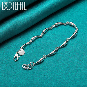 925 Silver Water Drop Chain Bracelet for Women Wedding Engagement Charm Jewelry