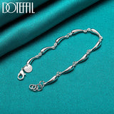 925 Silver Water Drop Chain Bracelet Women Wedding Engagement Charm Jewelry
