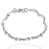 925 Silver Water Drop Chain Bracelet for Women Wedding Engagement Charm Jewelry