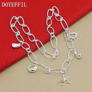 925 Silver Water Drop Heart Star Bean Pendant Necklace Women