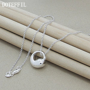 925 Silver Water Droplets Pendant Necklace 18" Chain Women Wedding Jewelry