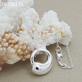 925 Silver Water Droplets Pendant Necklace 18" Chain Women Wedding Jewelry