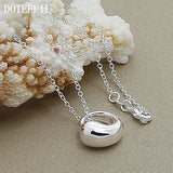 925 Silver Water Droplets Pendant Necklace 18" Chain Women Wedding Jewelry