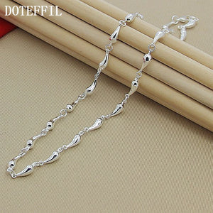 925 Silver Water Droplets 18" Necklace Wedding Jewelry