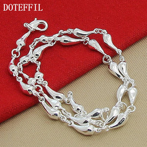 925 Silver Water Droplets 18" Necklace Wedding Jewelry
